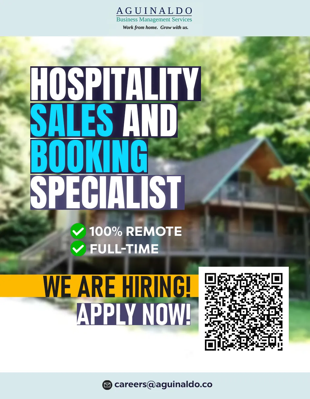 Hospitality sales and booking hiring poster